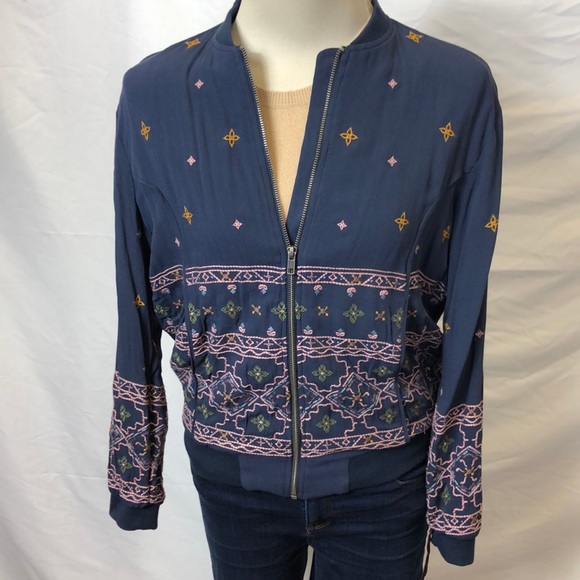 NWOT Embroidered Bomber Jacket - Picture 1 of 9